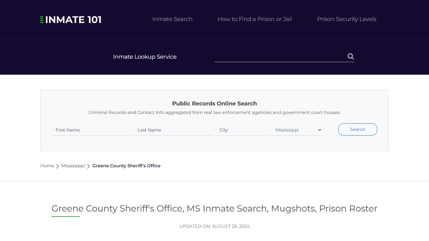 Greene County Sheriff's Office, MS Inmate Search, Mugshots, Prison ...